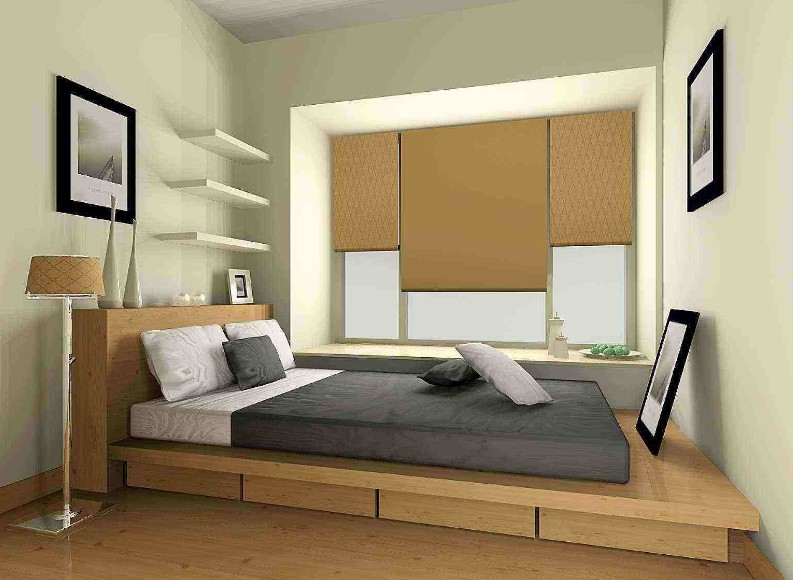 小卧室塌塌米床图片_装修效果图