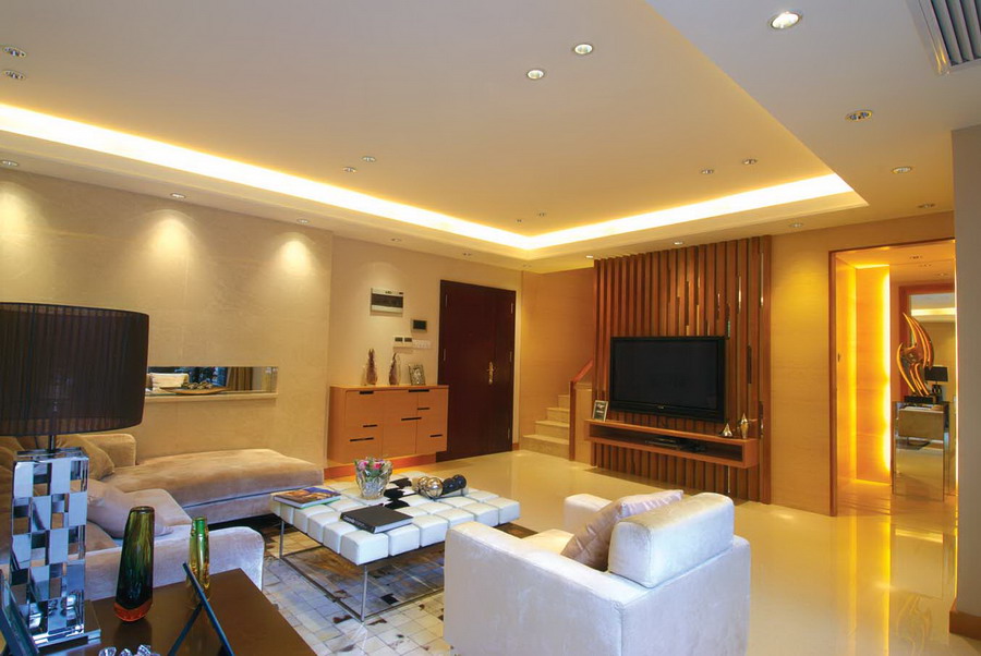 现代简约木质客厅电视背景墙效果图装修效果图