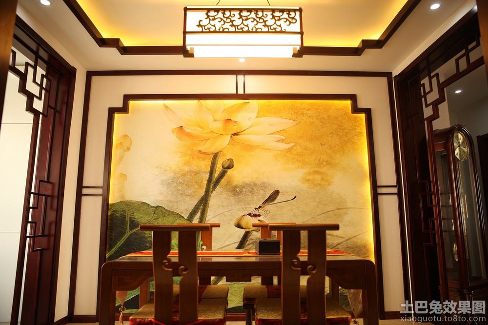 中式餐厅背景墙装修设计装修效果图_第4张
