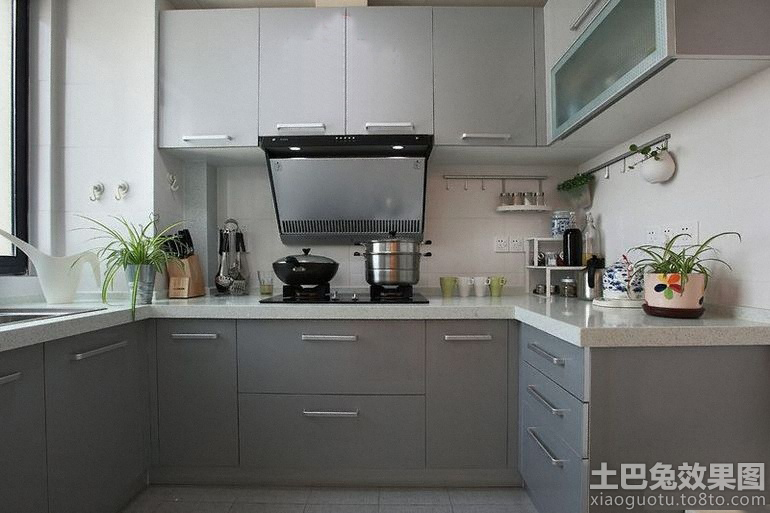 家居厨房灰色橱柜效果图装修效果图_第5张 - 家居图库 - 九正家居网
