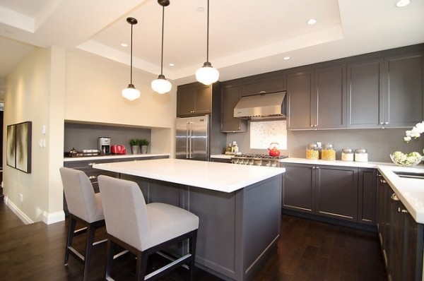 灰色厨房橱柜装修效果图 厨房吧台装修效果图装修效果图_第2张 - 家居图库 - 九正家居网